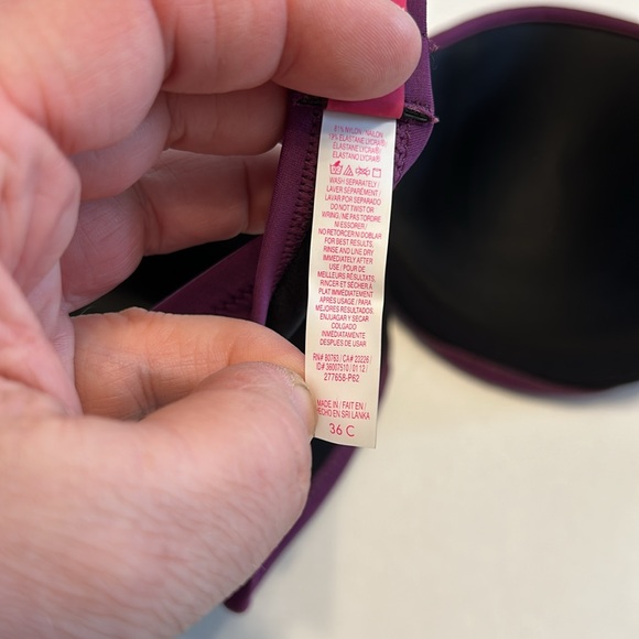 VICTORIA'S SECRET 36C Plum Purple Jewel Tone Bikini Top Swim Stapless Ruched - Picture 7 of 7